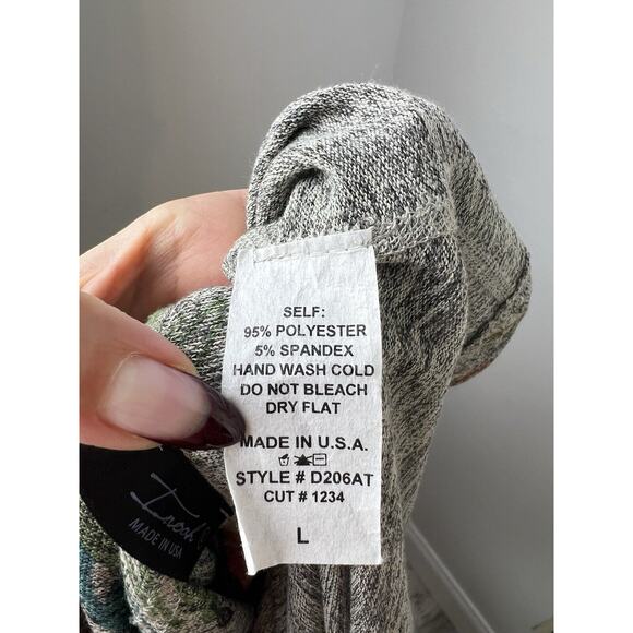 INOAH Abstract Print Half Sleeve Dress Size L Gray Swing Flare Art to Wear Large - Picture 10 of 13